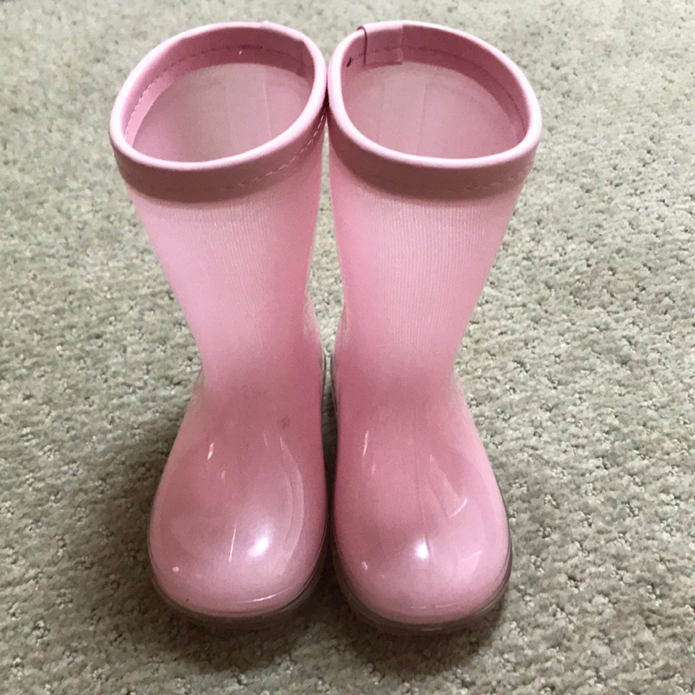 Pink rain boots